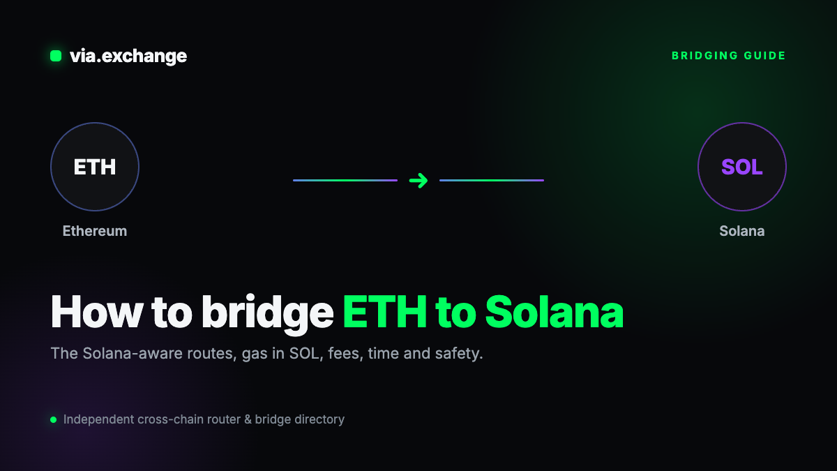 How to bridge ETH from Ethereum to Solana, illustrated route diagram